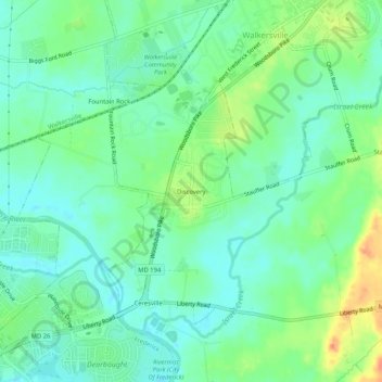 Discoveryの地形図、標高、地勢