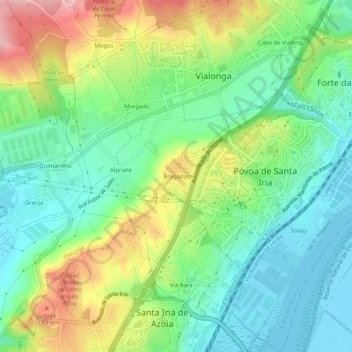 Bragadasの地形図、標高、地勢