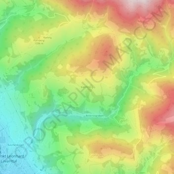Kalchbergの地形図、標高、地勢