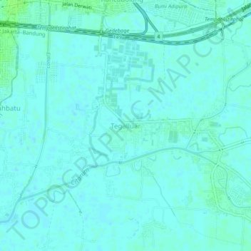 Tegalluarの地形図、標高、地勢