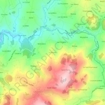 La Rivoireの地形図、標高、地勢