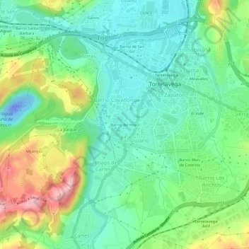 Barrio del Hoyoの地形図、標高、地勢