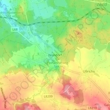 Nondorfの地形図、標高、地勢