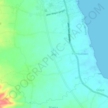 Lojiの地形図、標高、地勢