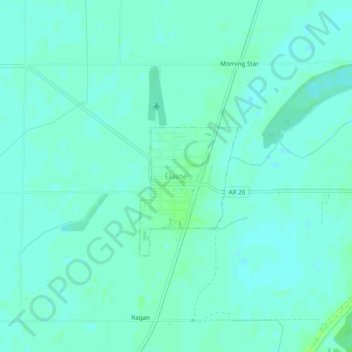 Elaineの地形図、標高、地勢