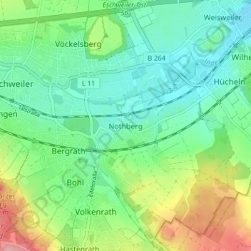 Nothbergの地形図、標高、地勢