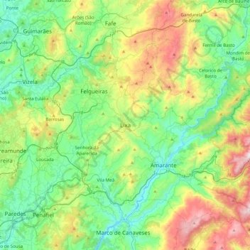 Lixaの地形図、標高、地勢