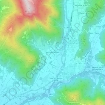 Vernassoの地形図、標高、地勢