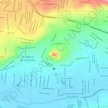 Cerro de la Cruzの地形図、標高、地勢