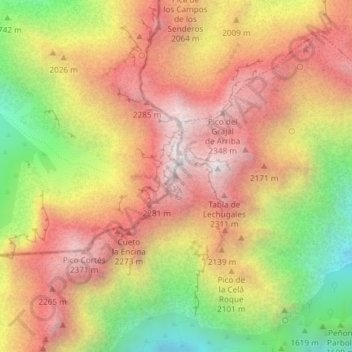 Morra de Lechugalesの地形図、標高、地勢