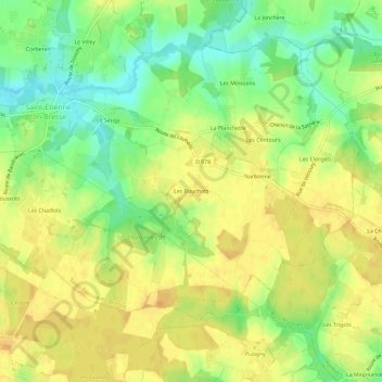 Les Bouchatsの地形図、標高、地勢