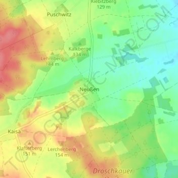 Neußenの地形図、標高、地勢
