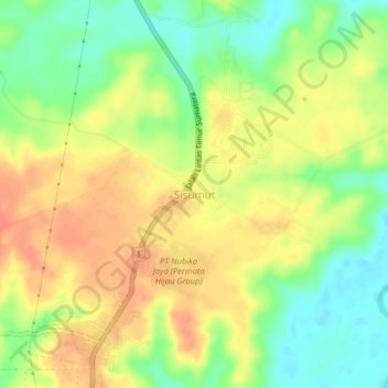 Sisumutの地形図、標高、地勢