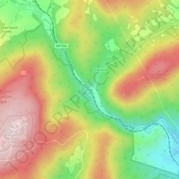 Flintの地形図、標高、地勢