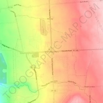 Terpening Cornersの地形図、標高、地勢