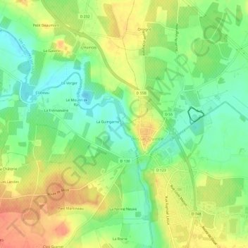 Le Moulin Rouxの地形図、標高、地勢