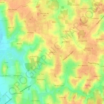 La Sarréeの地形図、標高、地勢