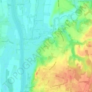 Vanoiseの地形図、標高、地勢