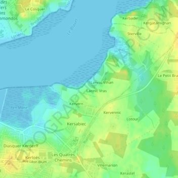 Champ de la Radeの地形図、標高、地勢