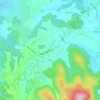 Lasserreの地形図、標高、地勢