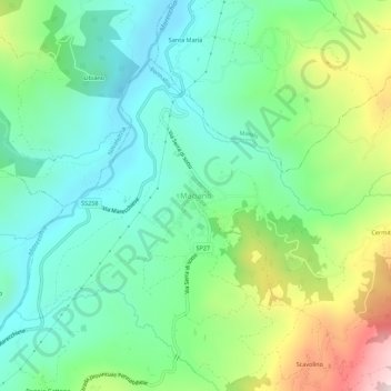 Macianoの地形図、標高、地勢