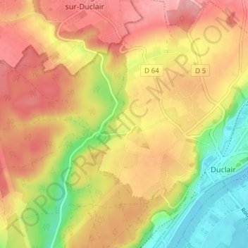 Vaurouyの地形図、標高、地勢