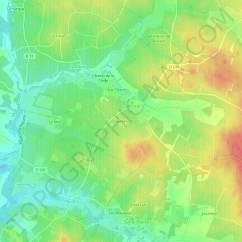 Bertinの地形図、標高、地勢