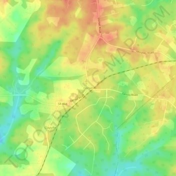 Dorsetの地形図、標高、地勢