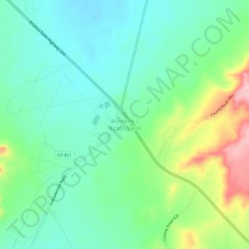 Burnsideの地形図、標高、地勢