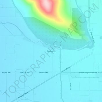 Redbanksの地形図、標高、地勢