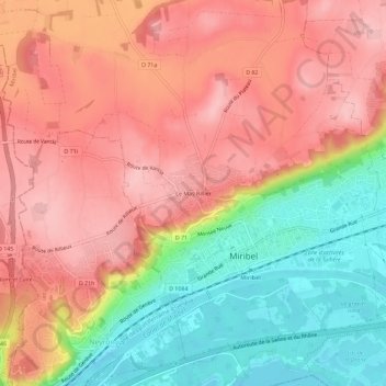 Le Mas Rillierの地形図、標高、地勢