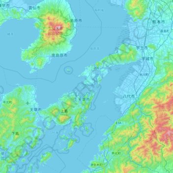 永浦島の地形図、標高、地勢