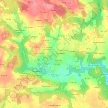 Toulsablの地形図、標高、地勢