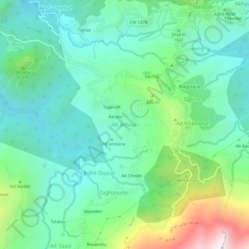 Aït Achourの地形図、標高、地勢