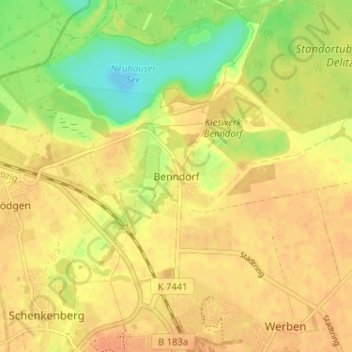 Benndorfの地形図、標高、地勢