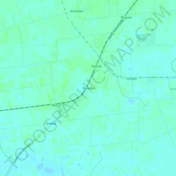 Rynellaの地形図、標高、地勢