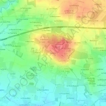 Beaulieuの地形図、標高、地勢