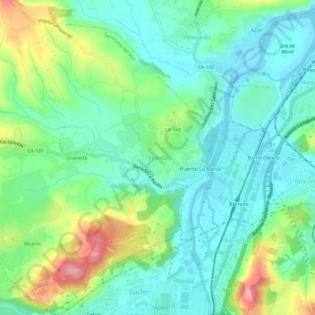 Vivedaの地形図、標高、地勢