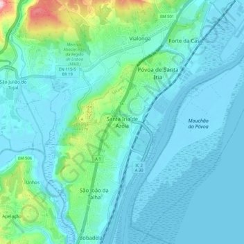 Santa Iria de Azoiaの地形図、標高、地勢