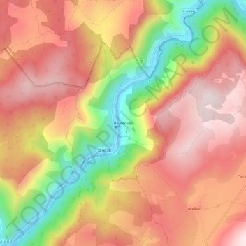 Hauterivesの地形図、標高、地勢