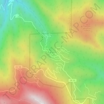 Blue Valleyの地形図、標高、地勢