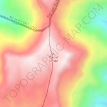 Djebel Amourの地形図、標高、地勢