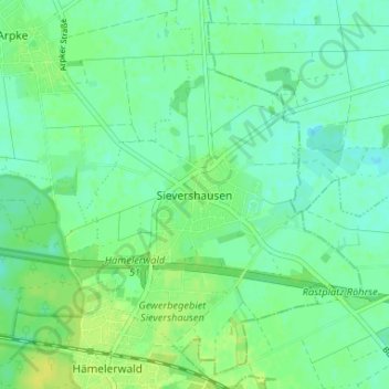 Sievershausenの地形図、標高、地勢