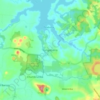 Yungaburraの地形図、標高、地勢