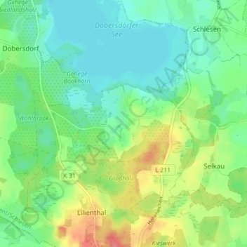 Jasdorfの地形図、標高、地勢