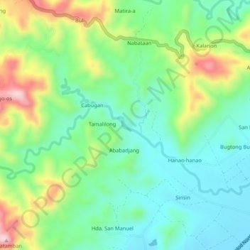 Patagの地形図、標高、地勢