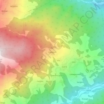 Codegazziの地形図、標高、地勢