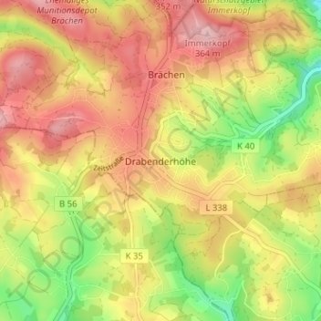 Drabenderhöheの地形図、標高、地勢