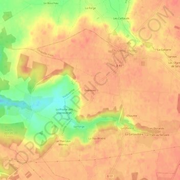 Grèmontの地形図、標高、地勢