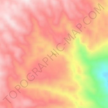 Tiuの地形図、標高、地勢